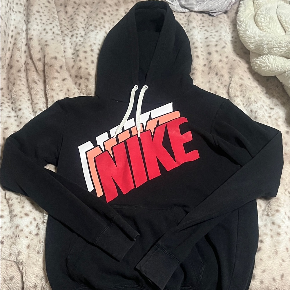 Nike Black Hoodie with Red and White Graphic